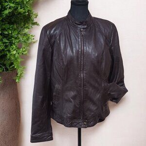Vintage Danier  Soft Dark Brown Women's Moto Style Biker Leather Jacket Size M